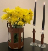 Picture of Leather Covered Glass Candle Holder